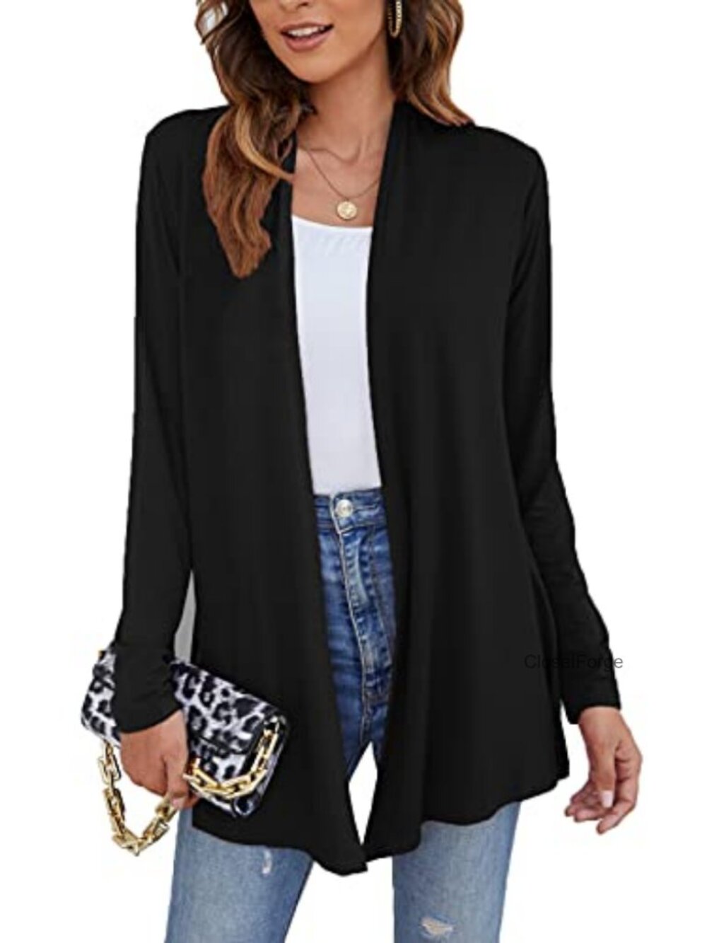 Women's Lightweight Open Front Long Sleeve Soft Drape Casual Cardigan